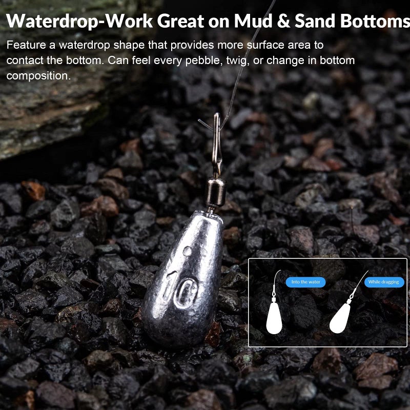 THKFISH Fishing Weights Fishing Sinker Drop Shot Weights Fishing Weights Kit Drop Shot Rig Fishing Weights B-Waterdrop Shape 28pcs - Image 3